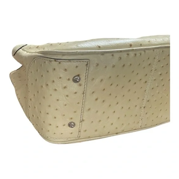 Dooney & Bourke Vintage Cream Ostrich Inspired Leather Shoulder Bag - Picture 6 of 11
